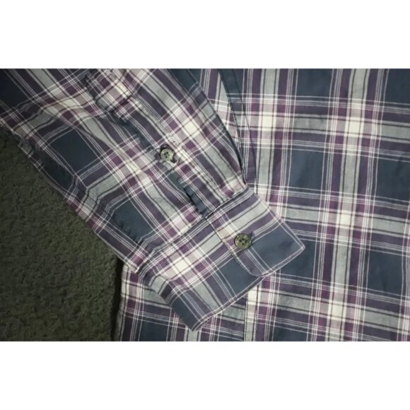 John Varvatos Button Up Shirt Mens L Blue Plaid Button Down Collared Long Sleeve - Picture 3 of 9